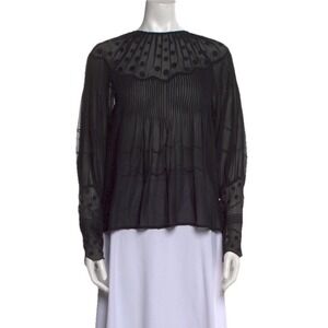 ULLA JOHNSON Blouse sz 2 Bohemian Victorian Trumpet Sleeves Black Silk